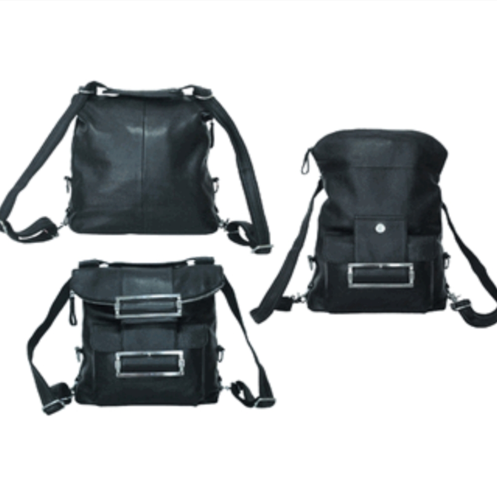 Convertible leather shoulder bag backpack